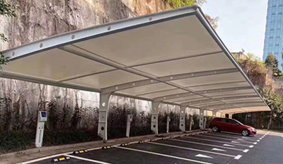 上海商場汽車膜結構停車棚安裝案例